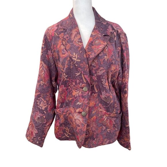 Coldwater Creek Jackets & Blazers - Coldwater Creek Dark Fall Colors Heavy Brocade Fabric Blazer Jacket Sz LP